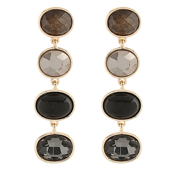 Linear Oval Stone Earrings - Picture 3 of 3